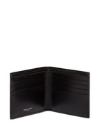 Saint Laurent Men Black Leather Wallet With Logo