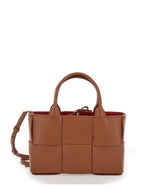 Bottega Veneta Women 'Arco Tote Mini' Brown Handbag With Intreccio Motif In Leather Woman