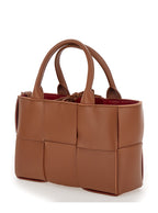 Bottega Veneta Women 'Arco Tote Mini' Brown Handbag With Intreccio Motif In Leather Woman