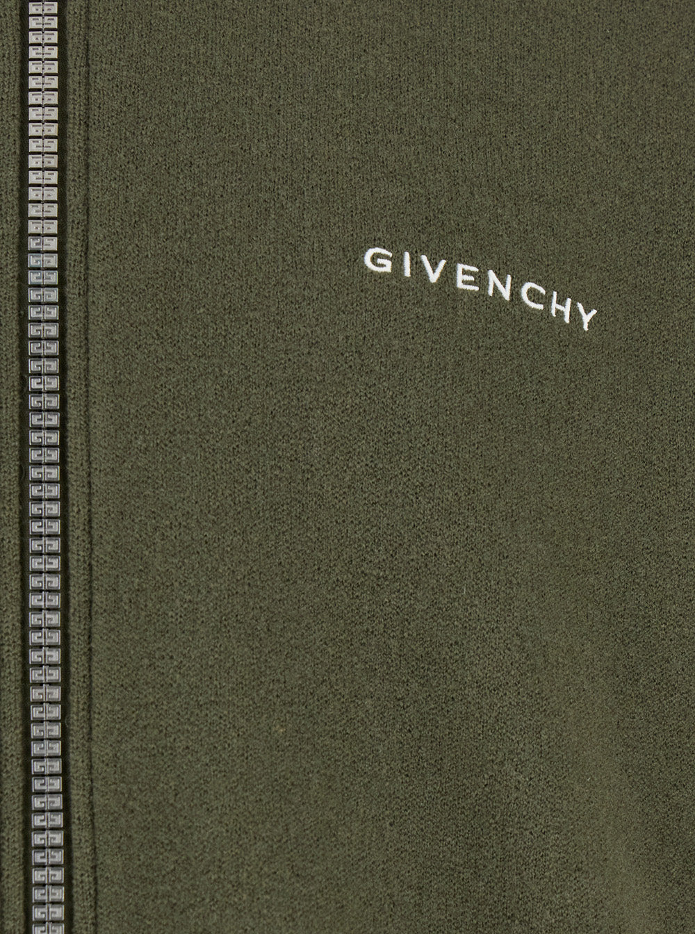 Givenchy Men Green Sweatshirt With Bomber Collar And 4G Logo In Wool Man