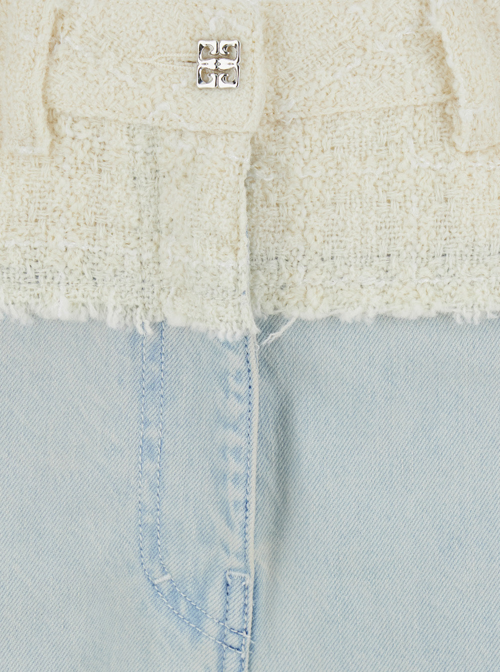 Givenchy Women Blue Jeans With Tweed Waist In Denim Woman