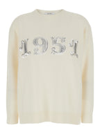 Max Mara Women White Sweater With 1951 Logo In Wool And Cashmere Woman