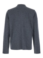 Valentino Men Grey Polo Shirt With Classic Collar And Long Sleeves In Wool Man