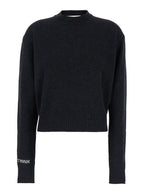 Sportmax Women 'Agadir' Black Crewneck Sweater With Logo Lettering On The Sleeve In Wool And Cashmere Woman