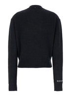 Sportmax Women 'Agadir' Black Crewneck Sweater With Logo Lettering On The Sleeve In Wool And Cashmere Woman