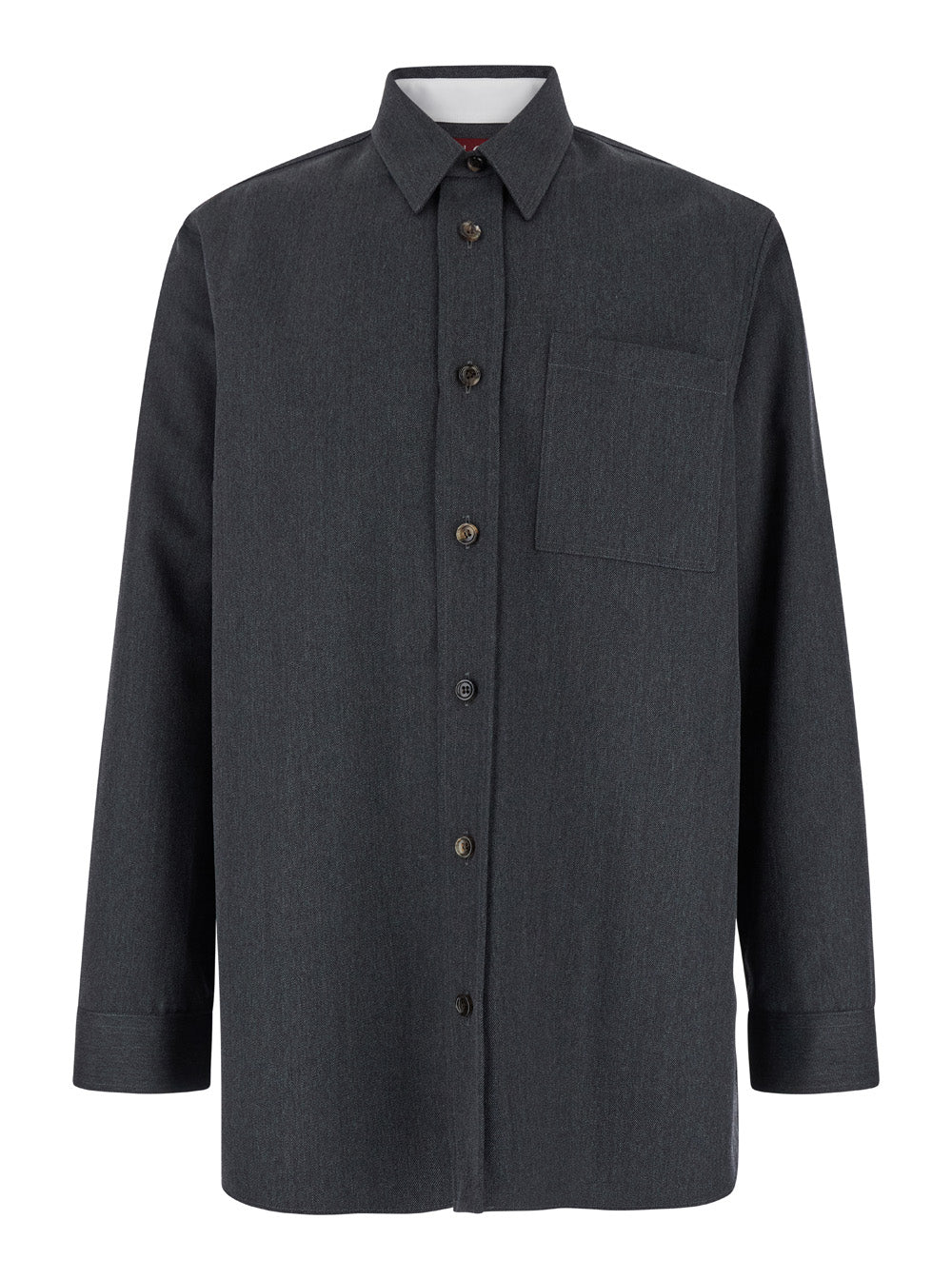 Gucci Men Grey Shirt With Pointed Collar In Wool Man
