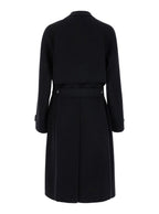 Gucci Men Black Single-Breasted Coat With Wide Notched Revers And Belt In Wool Man