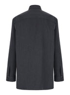 Gucci Men Grey Shirt With Pointed Collar In Wool Man