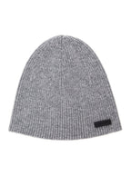 Saint Laurent Men Grye Beanie With Logo Patch In Cashmere Man