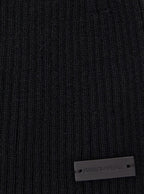 Saint Laurent Men Black Beanie With Logo Patch In Cashmere Man