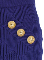 Balmain Women Blue Mini Skirt With Jewel Buttons In Viscose Blend Woman