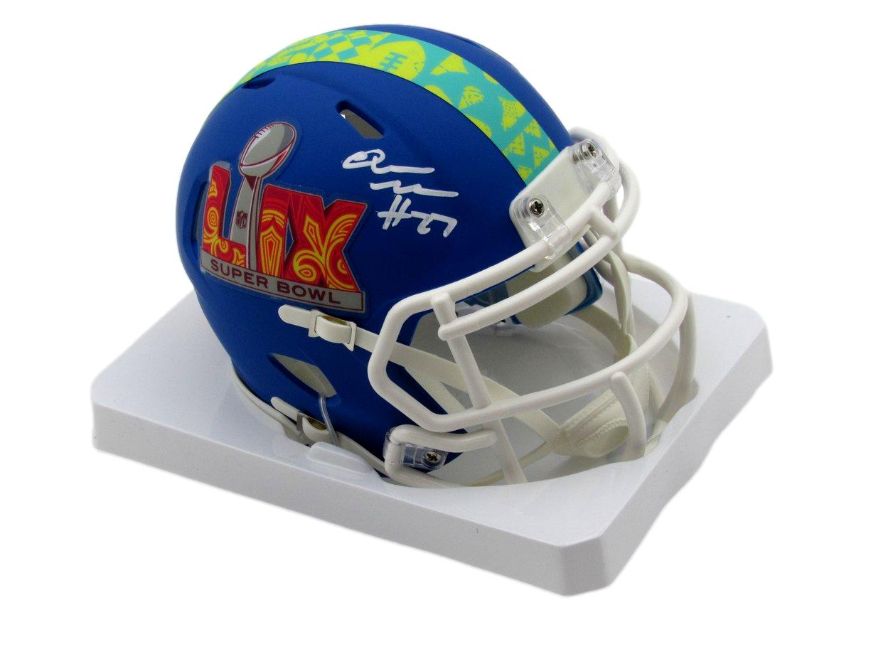 Quinyon Mitchell Signed/Auto Blue Super Bowl LIX Mini Helmet Eagles PSA 192757