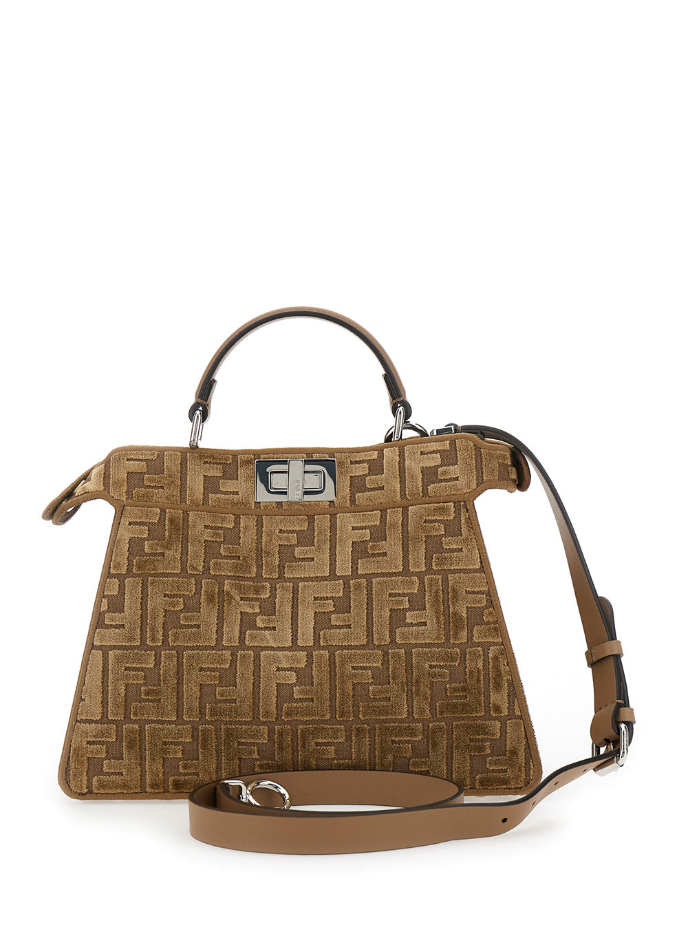 Fendi Women 'Peekaboo Iseeu Small' Brown Handbag With All-Over Ff Motif In Fabric Woman