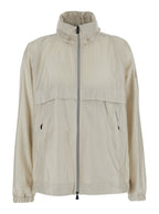 Moncler Grenoble Men 'Negara' Beige Jacket With Logo Print On The Front And Removable Hood In Tech Fabric Man
