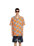 Gucci Men Multicolor Bowling Shirt With Cuban Collar And All-Over Floral Print In Cotton Man