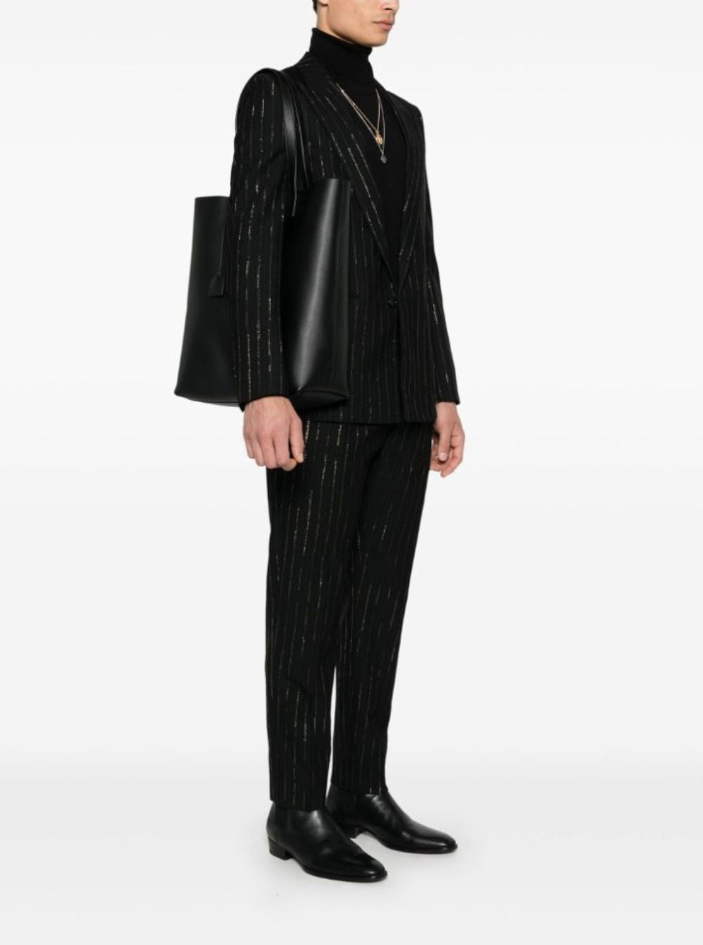 Saint Laurent Men Shopping Bold Handbag In Black Leather