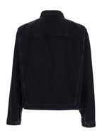 Dsquared2 Men Black Jacket With Classic Collar And Embossed Logo On The Front In Denim Man