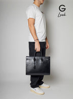 Saint Laurent Men Black Handbag With Adjustable And Removable Shoulder Strap In Leather Man