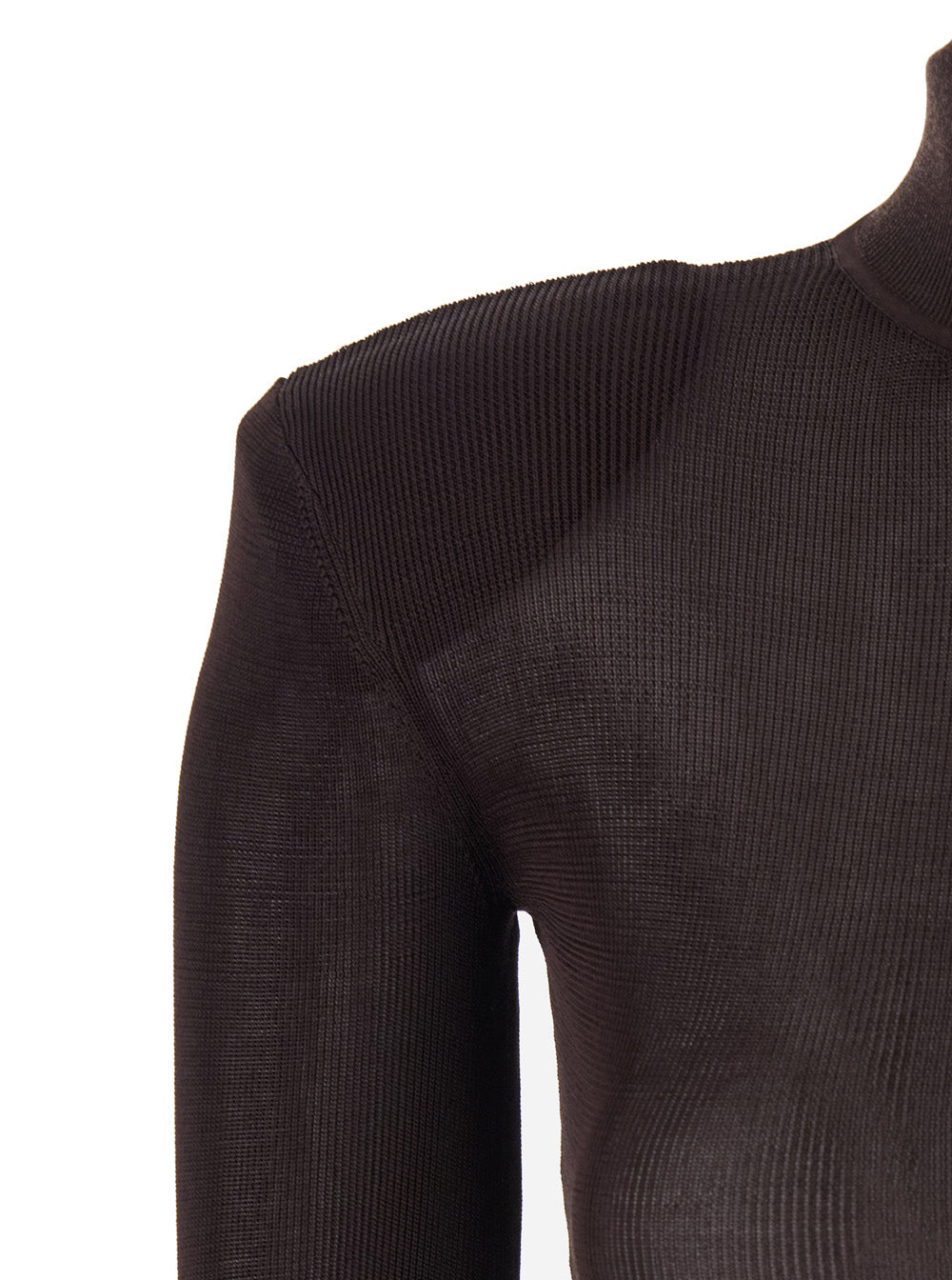 Self-Portrait Women Brown Turtleneck Long Dress With Shoulder Pads In Viscose Woman