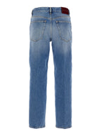 Gucci Women Blue Jeans With Logo Patch On The Rear And Faded Effect In Denim Woman