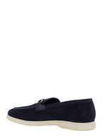 Ferragamo Men 'Cosimo' Blue Loafers With Metallic Hooks On The Front In Suede Man