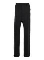 Rick Owens Men 'Geth' Black Tailored Trousers With Belt Loops In Wool Man