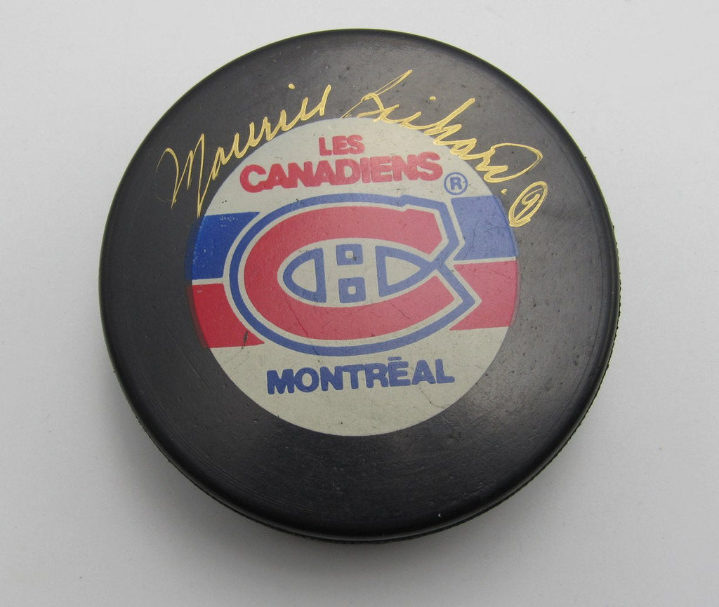 Maurice Richard HOF Signed 1993 Cup Champs Hockey Puck Canadiens PSA 193965