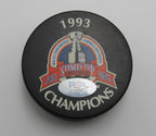 Maurice Richard HOF Signed 1993 Cup Champs Hockey Puck Canadiens PSA 193965