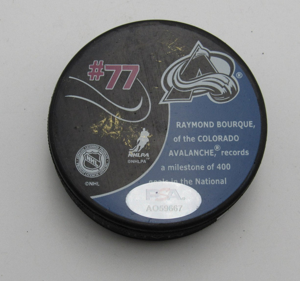 Ray Bourque HOF Signed 400 Goals Hockey Puck Colorado Avalanche PSA 194242