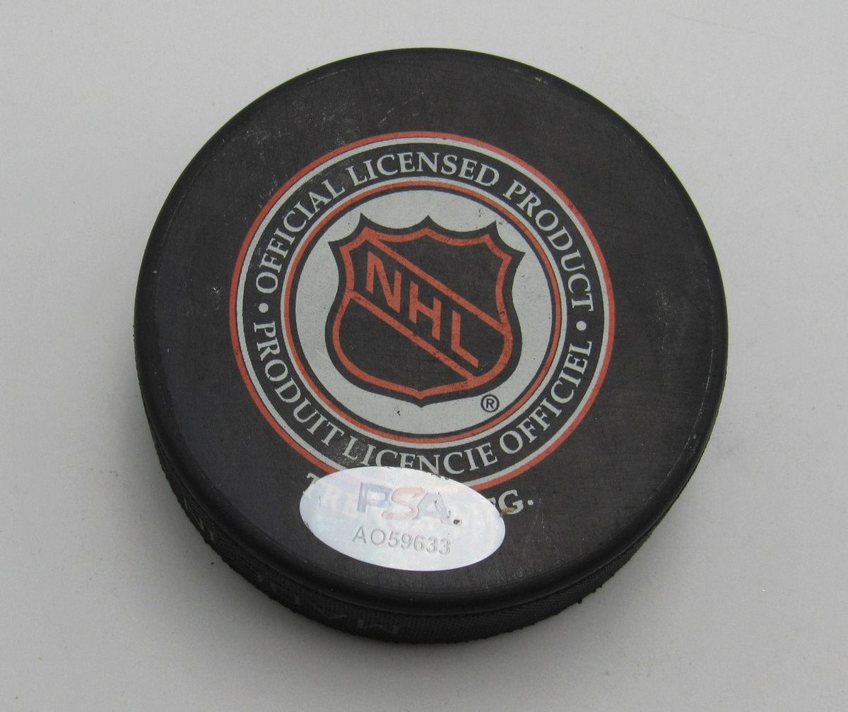 Brian Leetch HOF Signed/Auto 1994 All Star Game Hockey Puck Rangers PSA 194278