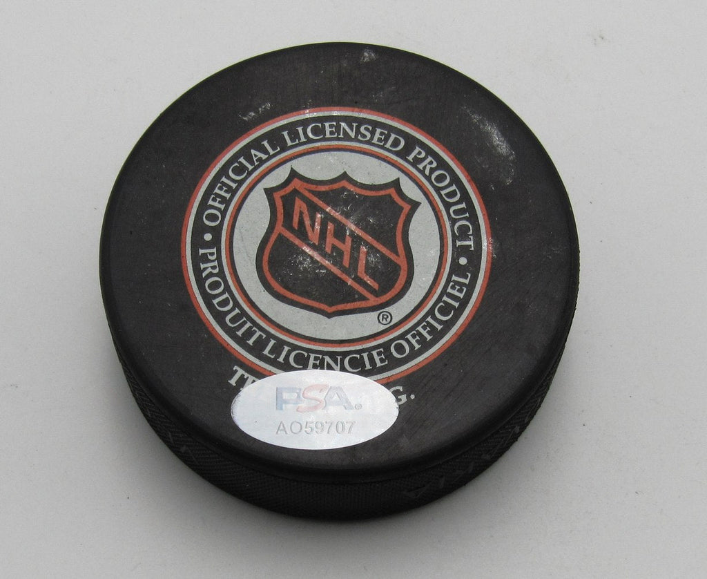 Brian Leetch HOF Signed/Auto 1994 All Star Game Hockey Puck Rangers PSA 194299