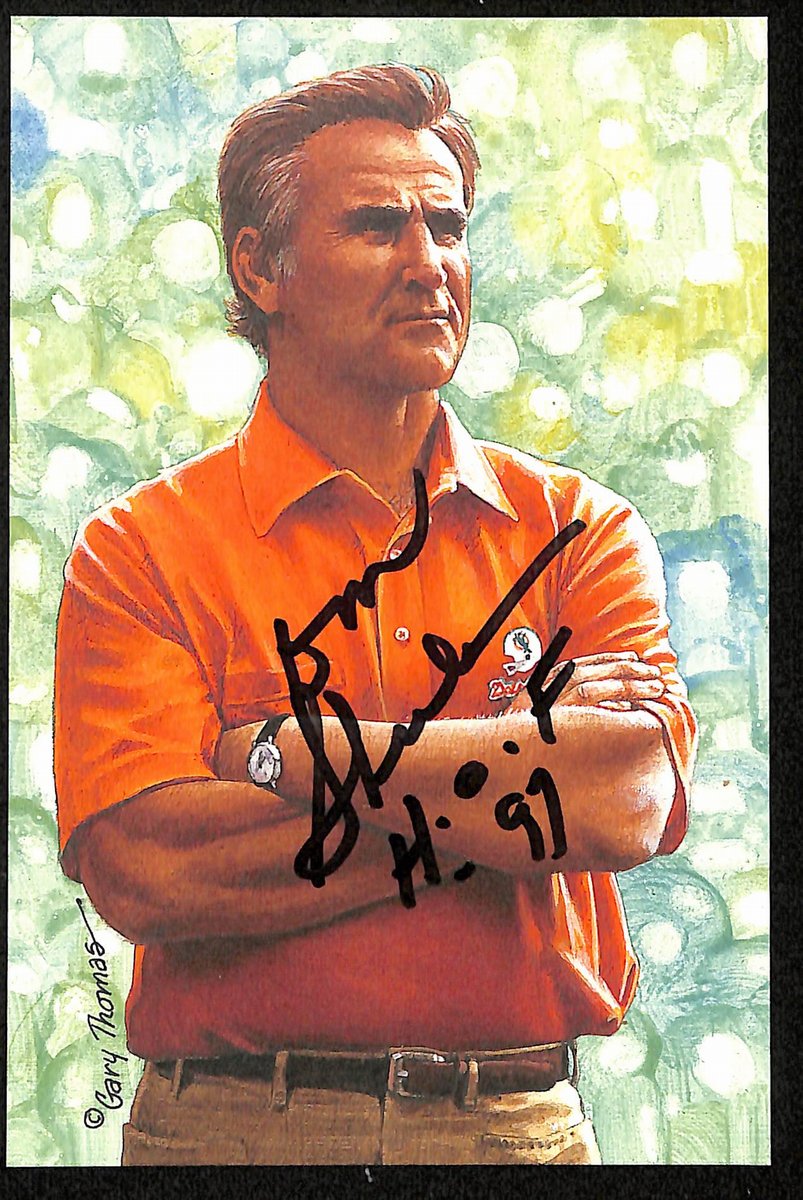 Don Shula HOF Signed/Inscr 1997 Goal Line Art GLAC Postcard Dolphins PSA 194738