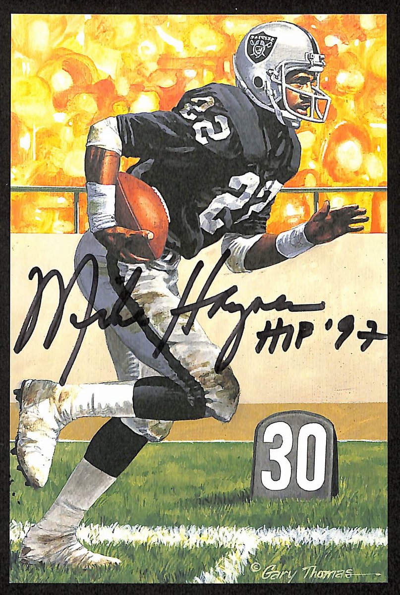 Mike Haynes HOF Signed/Inscr 1997 Goal Line Art GLAC Postcard Raiders PSA 194742