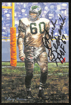 Chuck Bednarik HOF Signed/Inscr 1992 Goal Line Art GLAC Postcard Eagles PSA