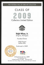 Ralph Wilson Jr. Signed/Insc GLAC Goal Line Art Postcard Gold Seal 62/100 PSA
