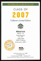 Michael Irvin Signed/Auto GLAC Goal Line Art Postcard Gold Seal 81/100 PSA
