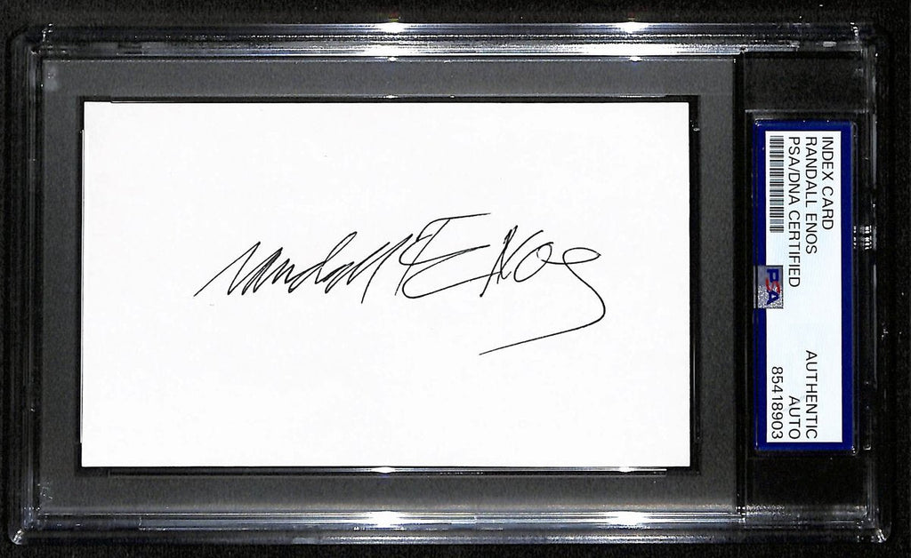 Randall Enos Signed/Autographed Index Card Cartoonist "Political" PSA/DNA 193800
