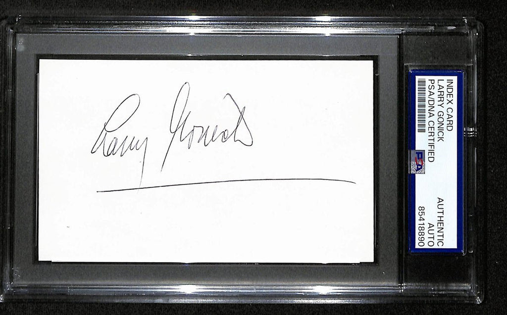 Larry Gonick Signed/Autographed 3x5 Index Card Cartoonist PSA/DNA 193806