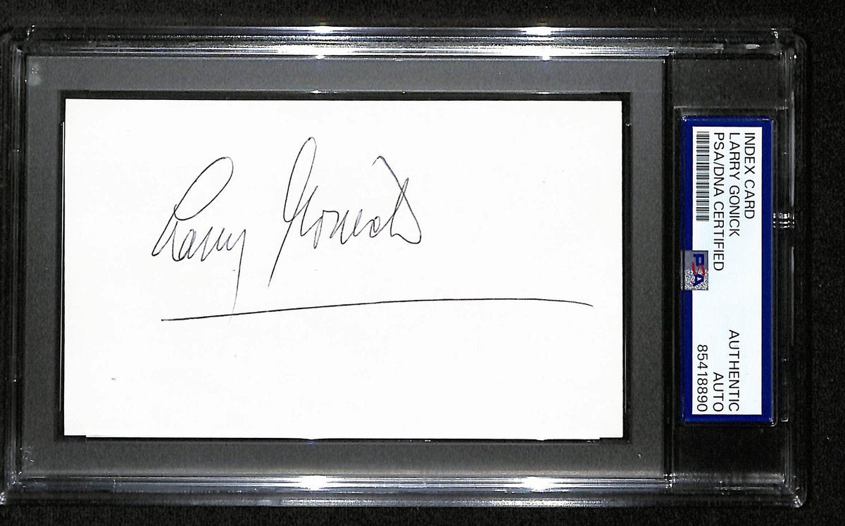 Larry Gonick Signed/Autographed 3x5 Index Card Cartoonist PSA/DNA 193806