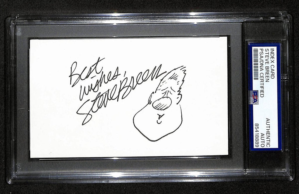 Steve Breen Signed/Inscr 3x5 Index Card Cartoonist "Political" PSA/DNA 193807