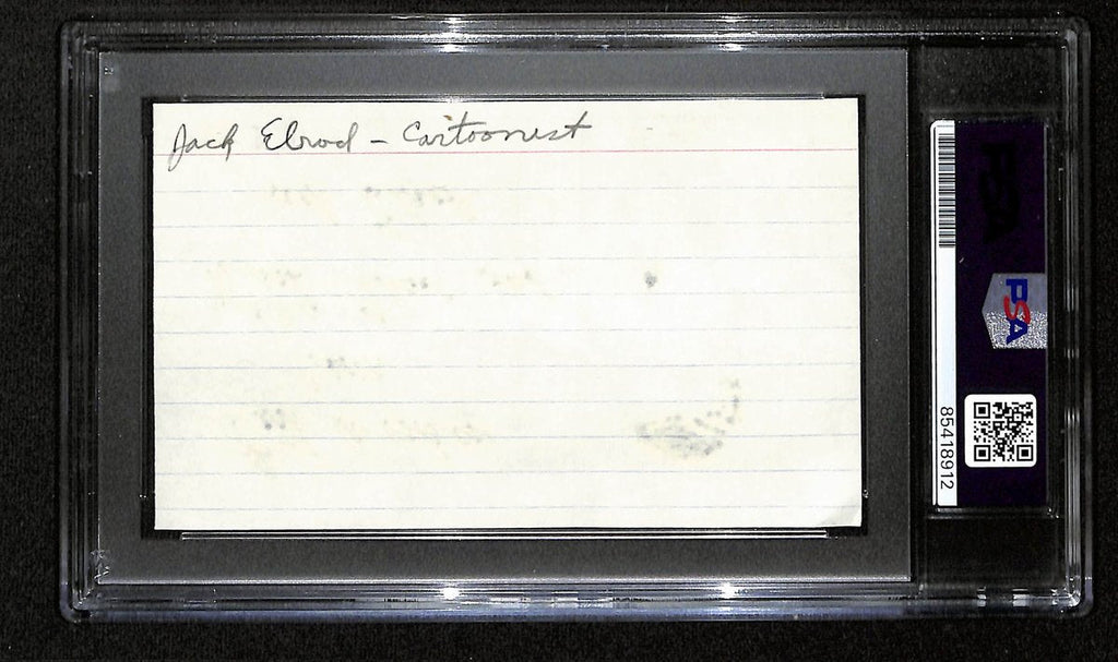 Jack Elrod Signed/Inscr 3x5 Index Card Cartoonist "Mark Trail" PSA/DNA 193830