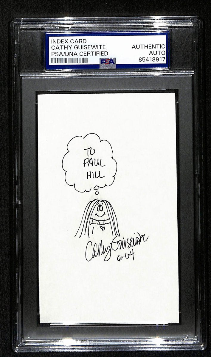 Cathy Guisewite Signed/Inscribed Index Card Cartoonist "Cathy" PSA/DNA 193839