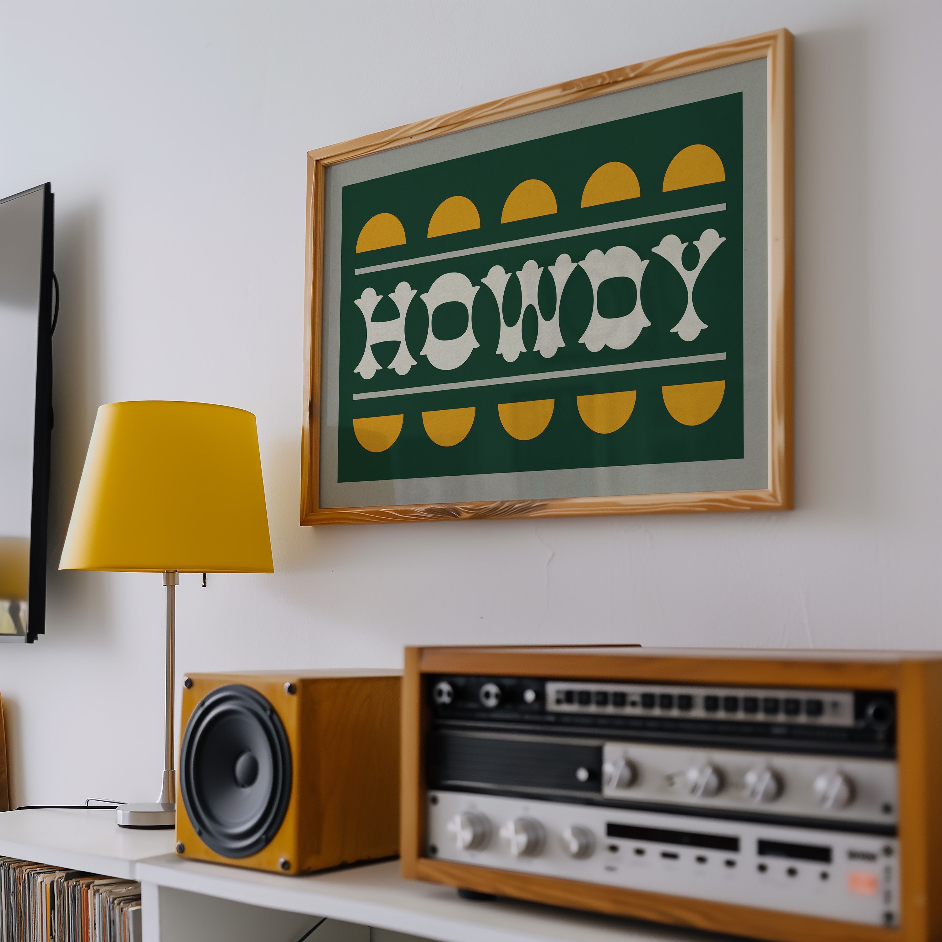 Green and Gold Howdy Home Decor Art Print