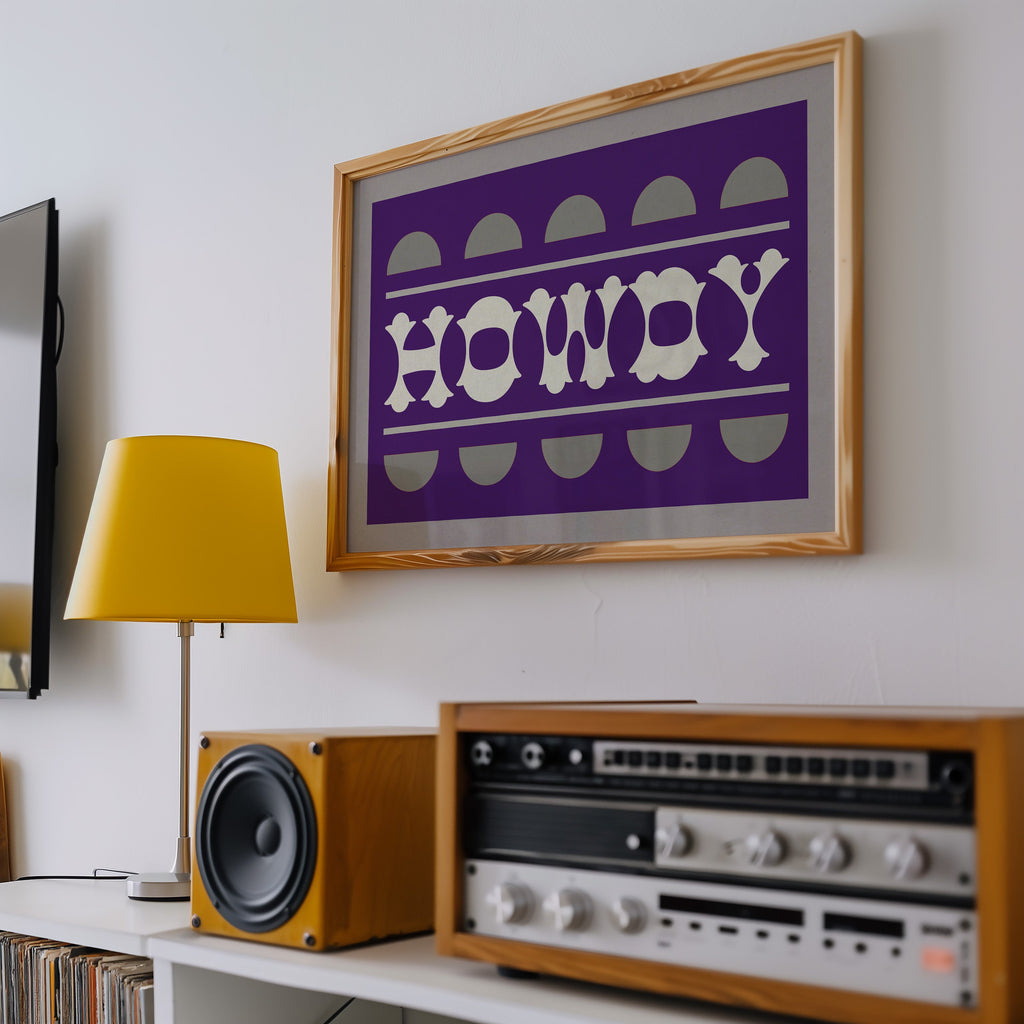 Purple and Silver Howdy Home Decor Art Print