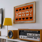 Orange and Black Howdy Home Decor Art Print