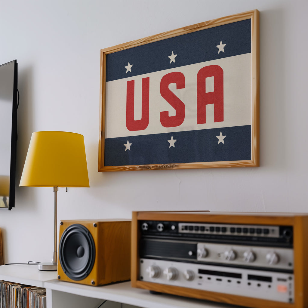 USA Patriotic Typography Art Print