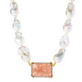 Victoria Wieck 18K Gold Plated Choice of Opaque Gem & Baroque Pearl Necklace
