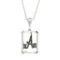 Sterling Silver 18x13mm White Quartz & Black Diamond Initial Pendant w/ Chain
