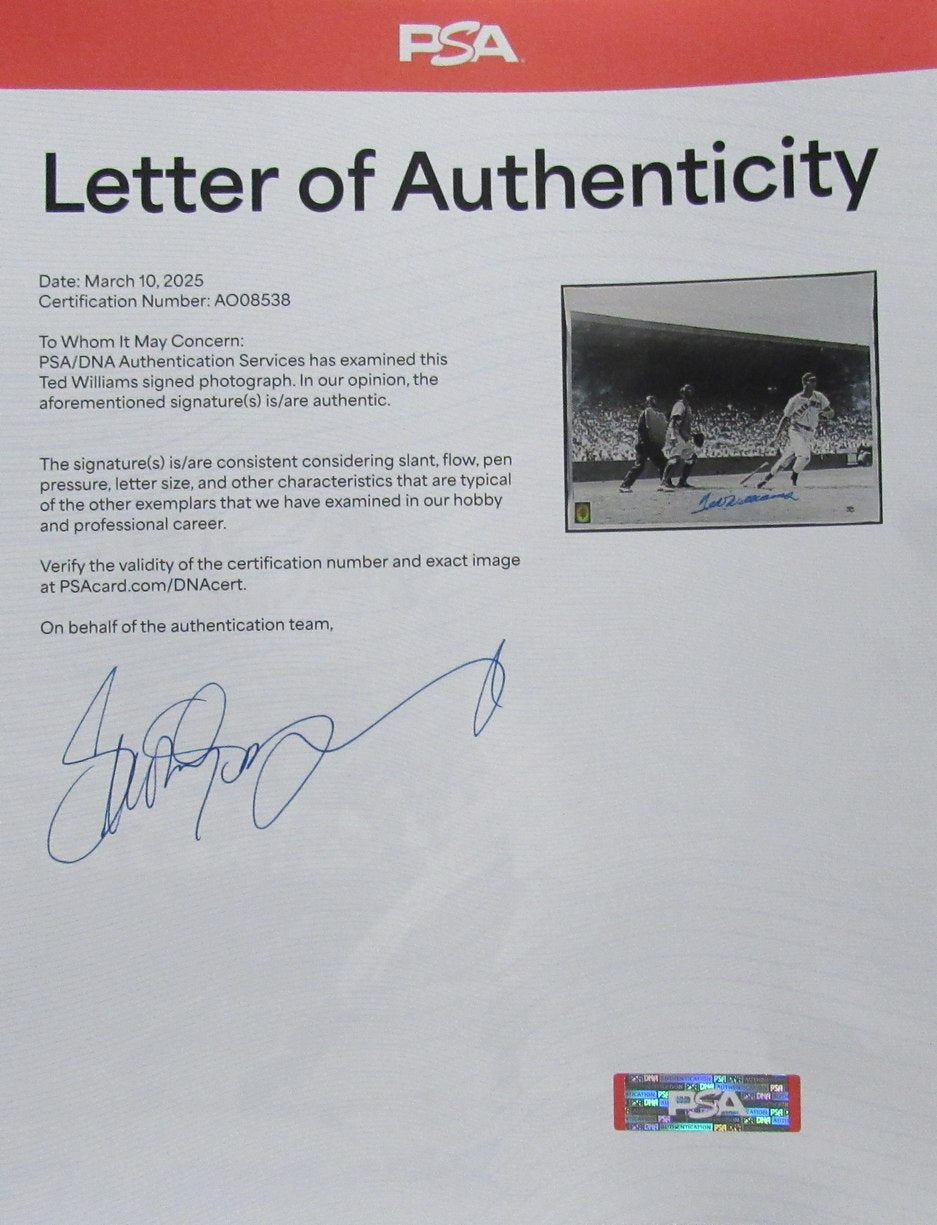 Ted Williams HOF Signed/Auto 16x20 B/W Photo Boston Red Sox PSA/DNA 194052