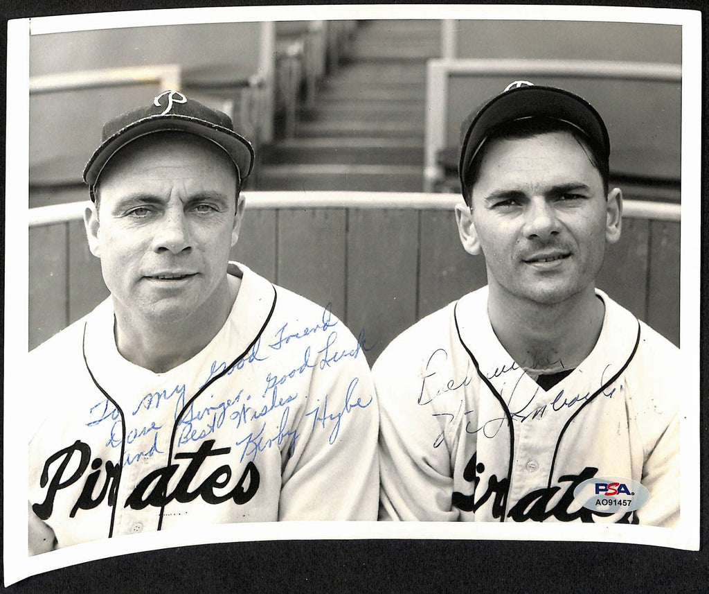 Kirby Higbe/Vic Lombardi Signed/Inscr 7x9 Wire/Press Photo Pirates PSA 194434